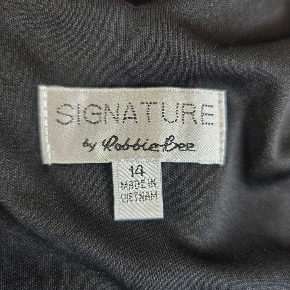 Signature by Robbie Bee Midi Dress Woman Size 14 Black Floral Print V Neck Lined - Picture 3 of 13
